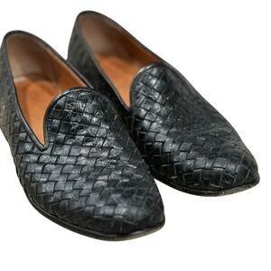 Salvatore Ferragamo Designer Italian Black Woven Leather Women’s Loafers
